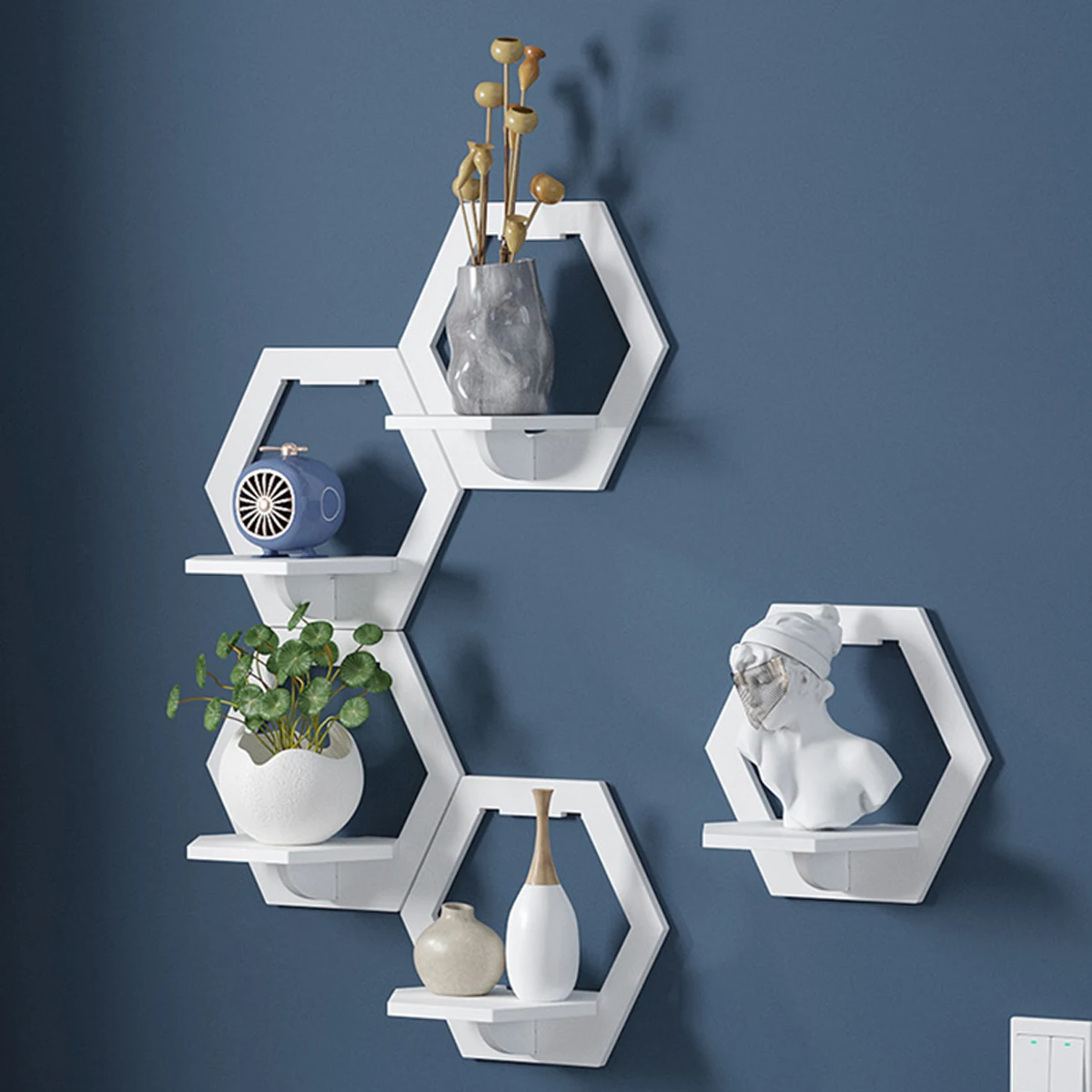 3Pcs Hexagon Wall Shelf Punch  - Flower Wall Panel recension och pris