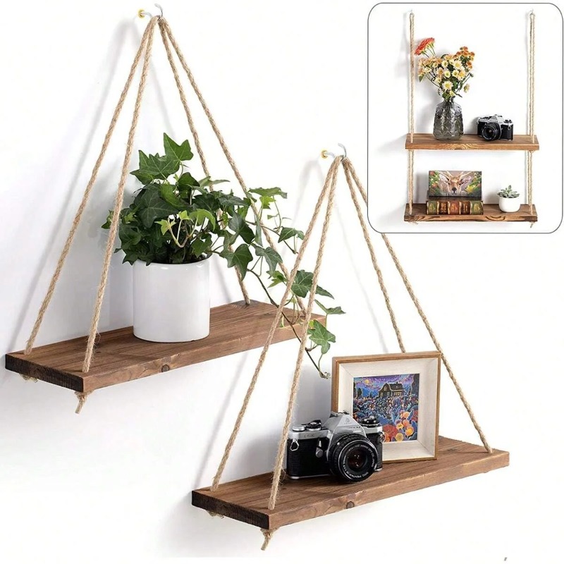 1PC Wooden Swing Hanging Hemp  - Flower Wall Panel recension och pris