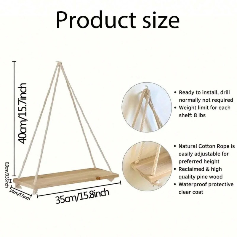 1PC Wooden Swing Hanging Hemp  - Flower Wall Panel recension och pris
