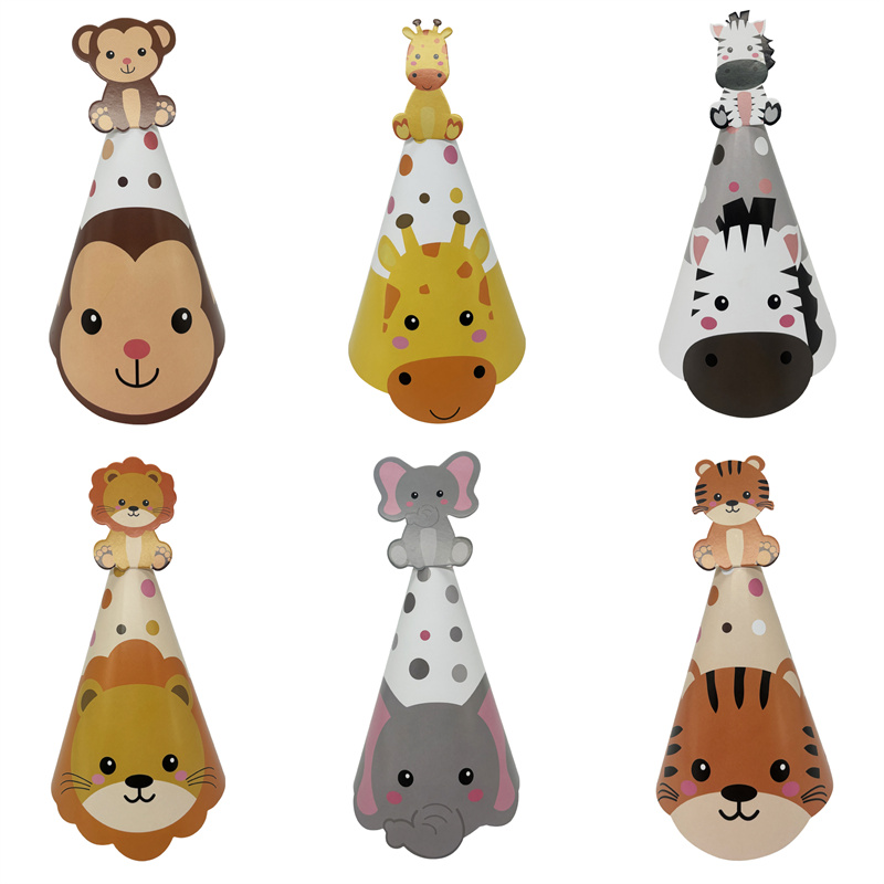 6Pcs Jungle Animal Paper Hats  - Party Hat Cone recension och pris