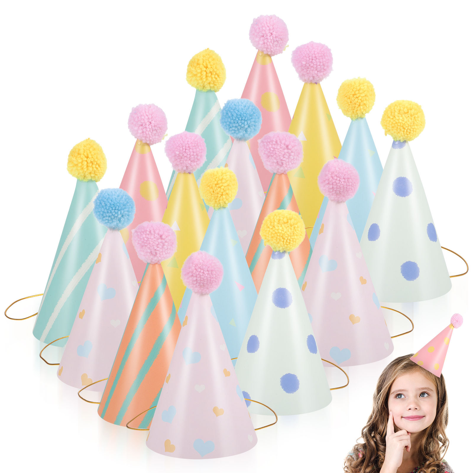 14Pcs Paper Birthday Hats for  - Party Hat Cone recension och pris