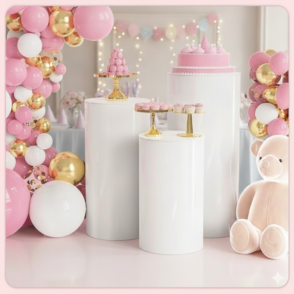 3/5Pcs White Cylinder Pedestal - Event Support recension och pris