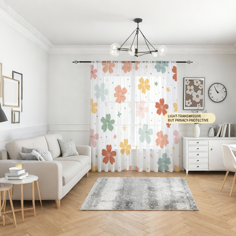 2PCS Digital Printing Sheer Cu - Flower Wall Panel recension och pris