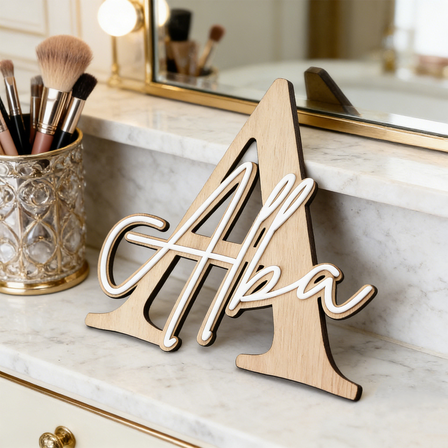 1pc Double-layer Wooden Name D - Eve Party recension och pris